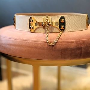 BCBG White Gold Studded Belt